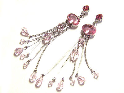 Crystal and beads drop earring