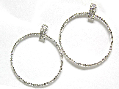 Rhinestone large hoop drop earring - hoops