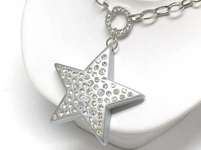 Crystal stud large acryl star pendant necklace