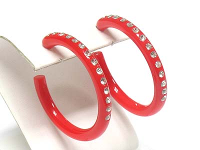 Acryl hoop earring with crystal  - hoops