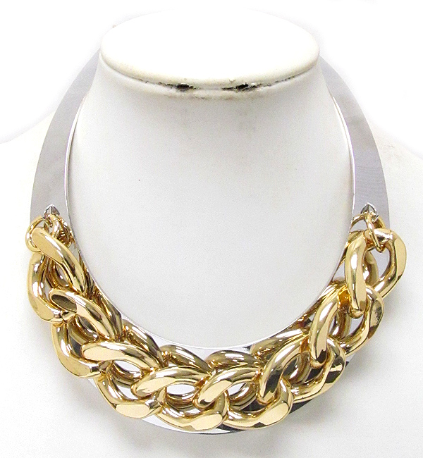 Thick chain deco metal chocker necklace