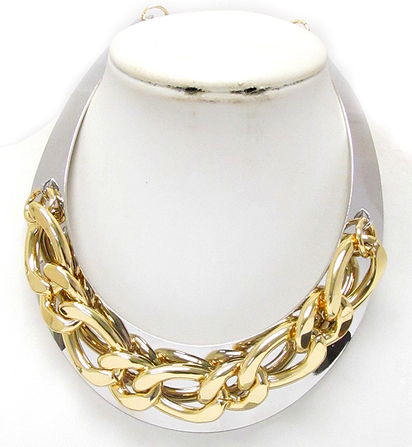 Thick chain deco metal chocker necklace