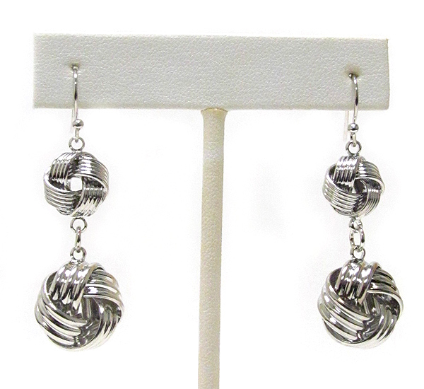 Double metal knot drop earring 