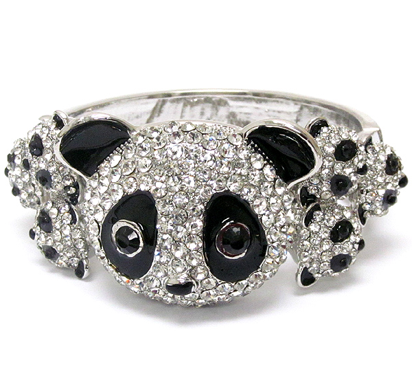 Crystal and epoxy deco panda hinge bangle bracelet