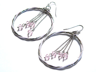 Twisted  two tone hoop and beads drop earring - hoops