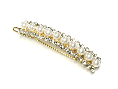 Crystal and pearl hair pin