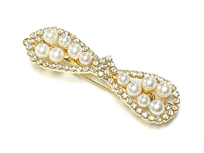 Crystal and pearl hair pin