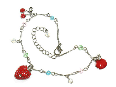 Fruit and beads dangle  anklet