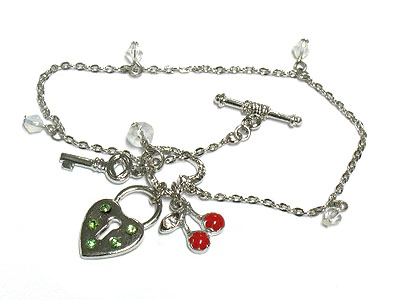 Cherry and keys dangle  anklet