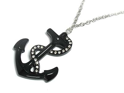 Crystal deco acryl nautical anchor necklace