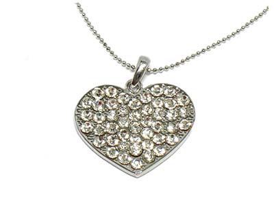 Crystal dense heart pendant necklace 