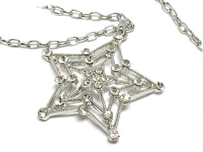 Crystal star in star pendant chain necklace