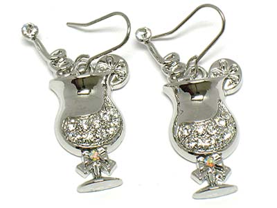 Crystal cocktail glass earring