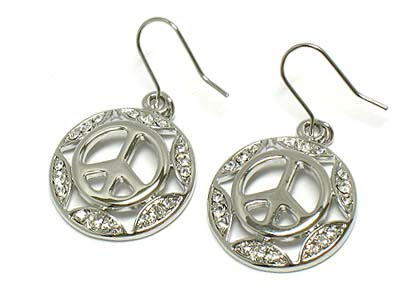 Crystal deco peace shape earring