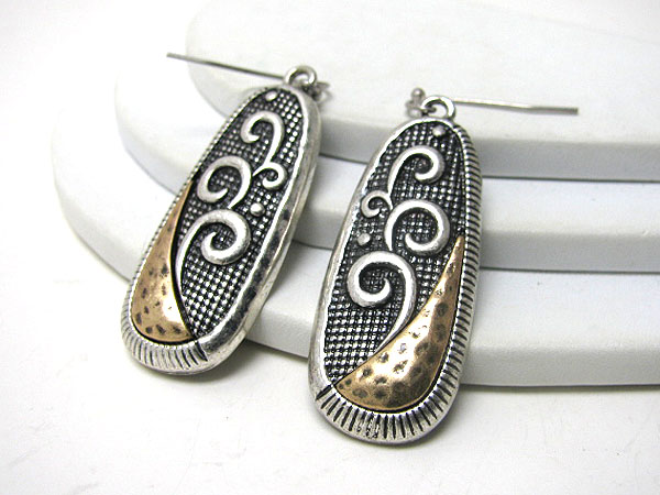 Burnish metal art stick earring