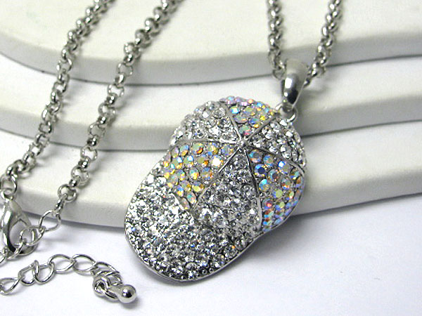 Crystal stud 3d baseball cap necklace