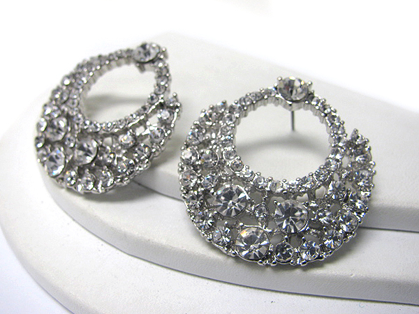 Multi sized crystal deco hoop earring - hoops