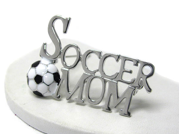 Sport theme brooch or pin - soccer mom