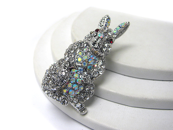 Crystal stud rabbit brooch or pin