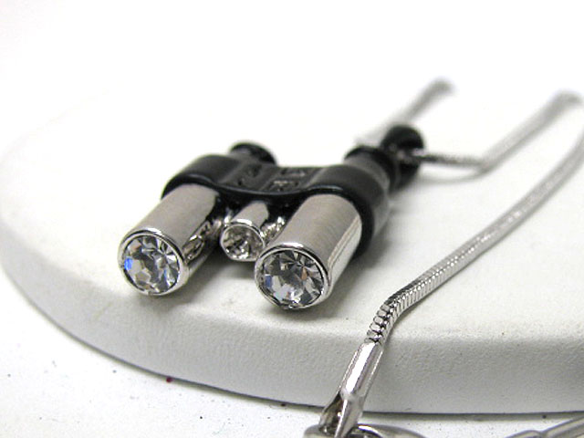 Made in korea whitegold plating crystal stud telescope pendant necklace