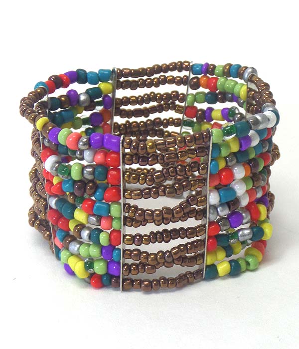 Multi layer seed bead stretch bracelet