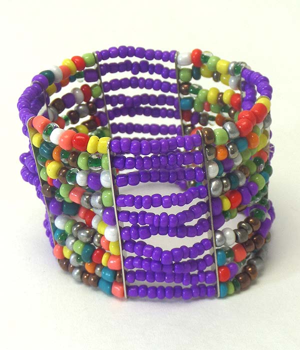 Multi layer seed bead stretch bracelet