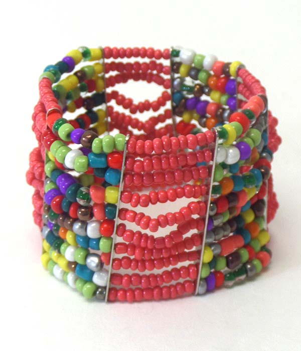 Multi layer seed bead stretch bracelet