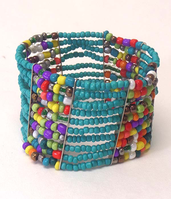 Multi layer seed bead stretch bracelet