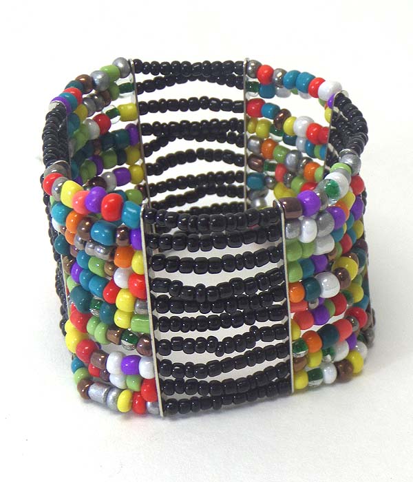 Multi layer seed bead stretch bracelet