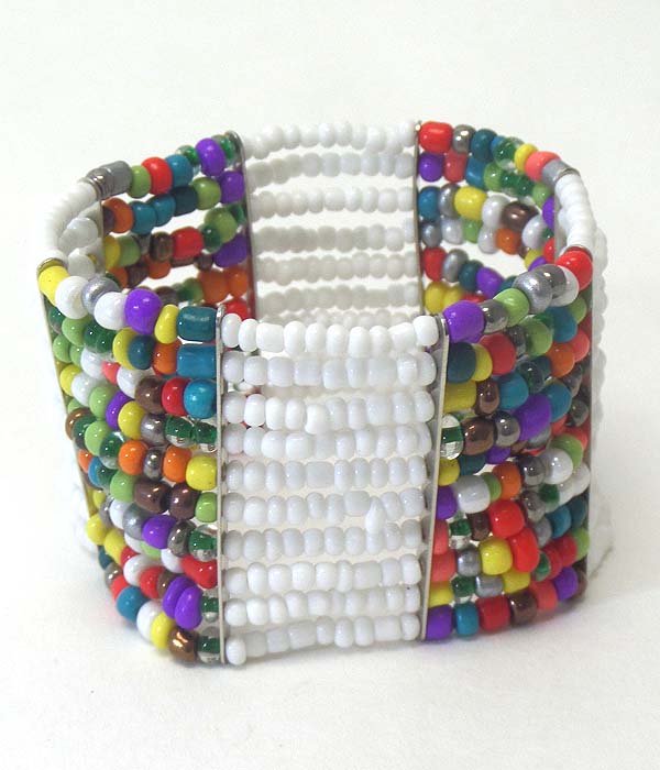 Multi layer seed bead stretch bracelet