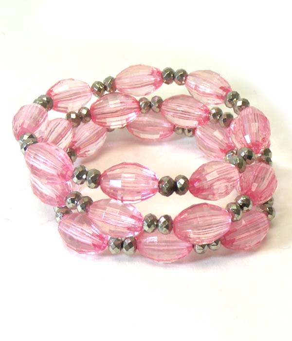 Acrylic ball bead stretch bracelet set of 3