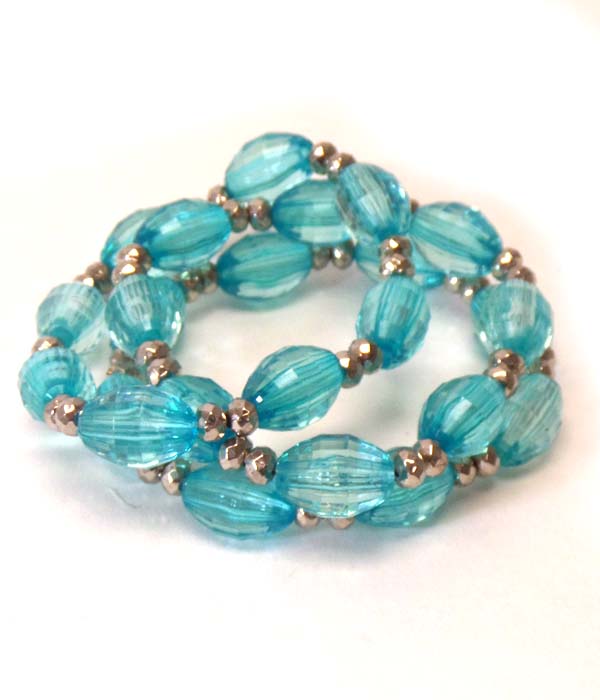 Acrylic ball bead stretch bracelet set of 3