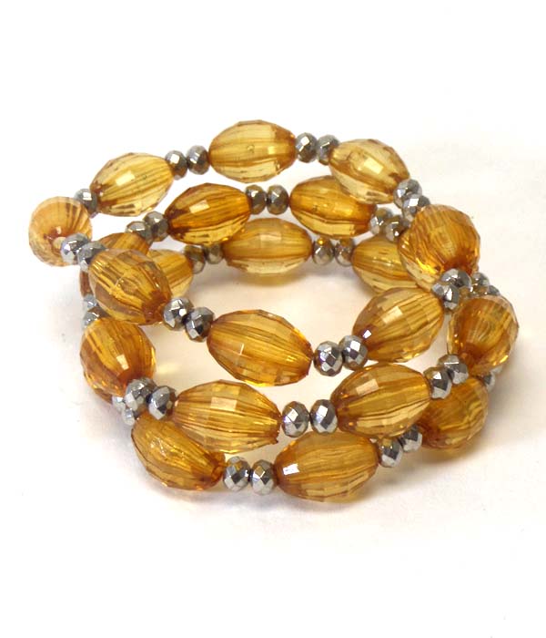 Acrylic ball bead stretch bracelet set of 3