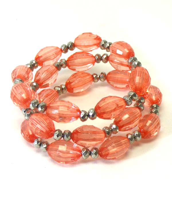 Acrylic ball bead stretch bracelet set of 3