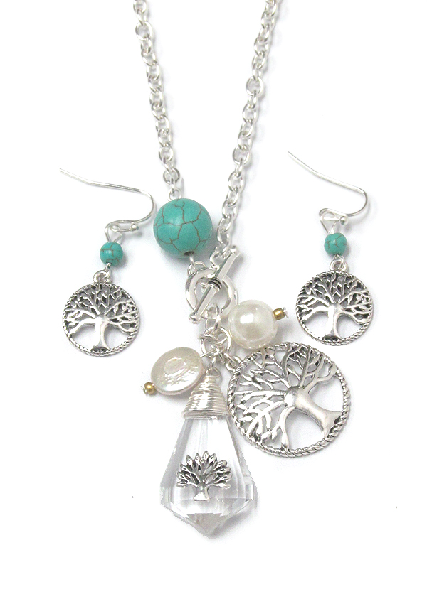 Tree of life toggle necklace set