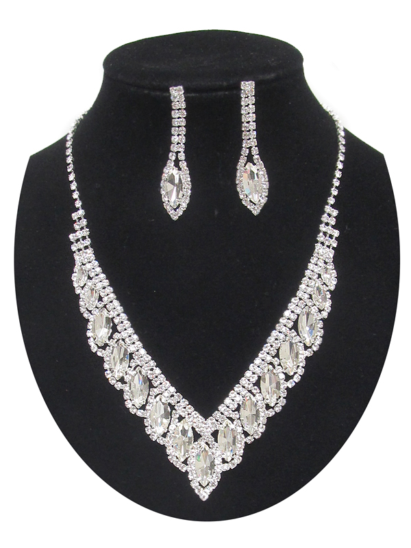 Crystal and rhinestone necklace set