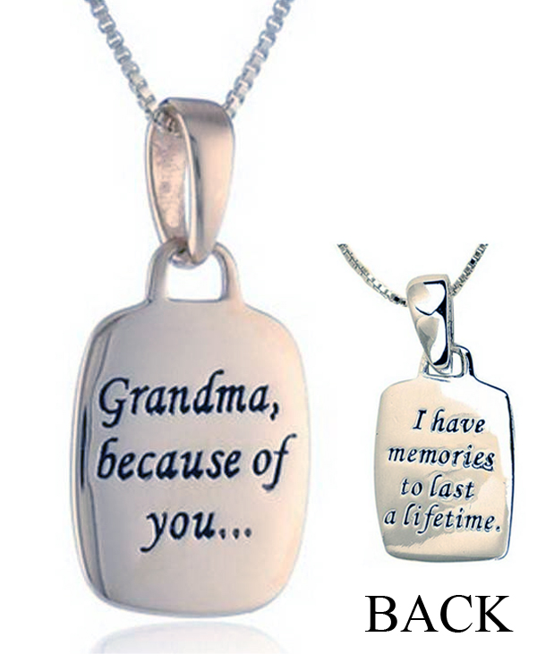 Inspiration message necklace - grandma because of you i have memories to last