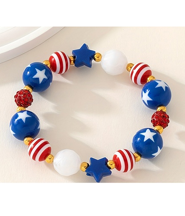Patriotic american flag stretch bracelet