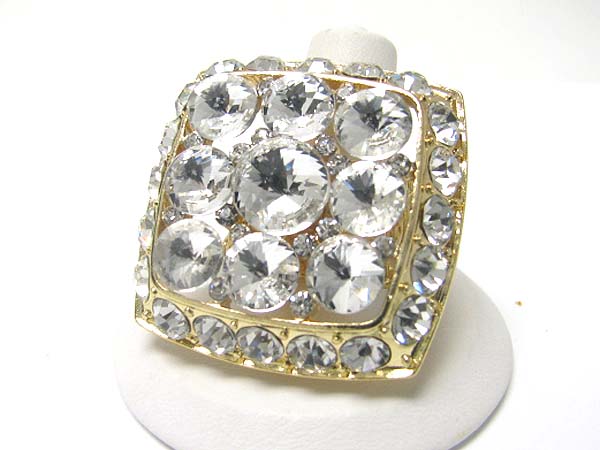 Crystal stud rectangle stretch ring