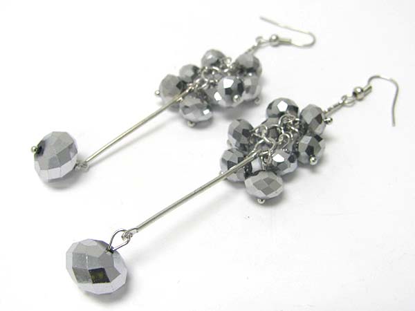 Metallic beads long drop earring