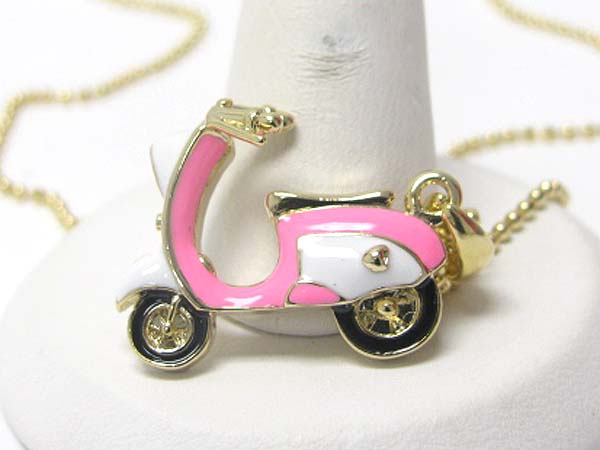 Gold plating scooter pendant necklace