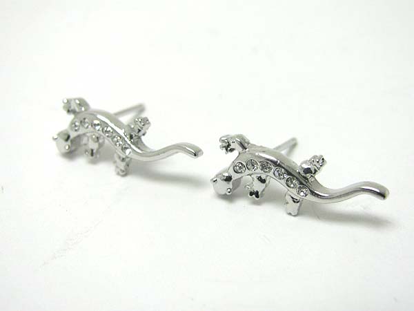 Made in korea whitegold plating crystal stud lizard post earring