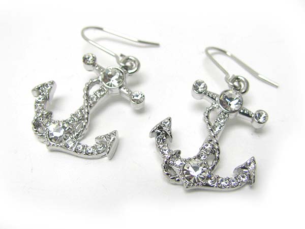 Made in korea whitegold plating crystal stud anchor earring