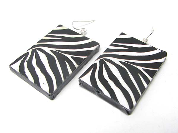 Paper art work wood earring - zebra theme?