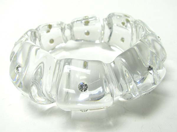 Crystal stud rock crystal look bangle