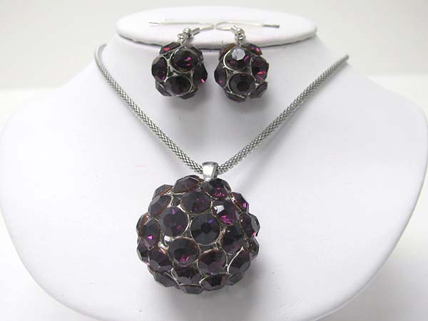 Austrian crystal ball drop necklace earring set