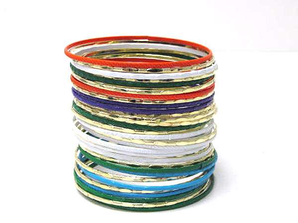 Multi colorful metal architectural style bangle bracelet