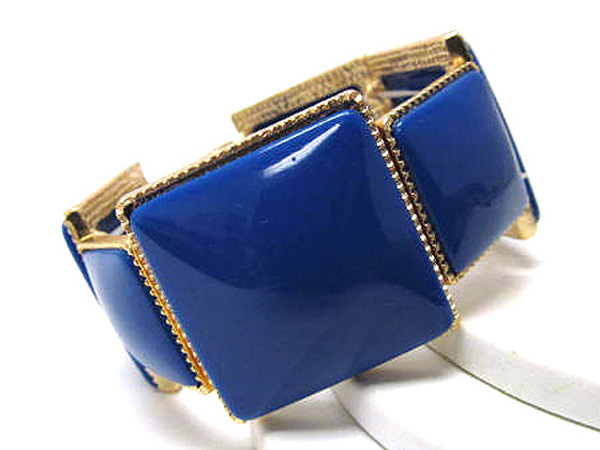 Metal square patern and acryl fashion stretch bracelet