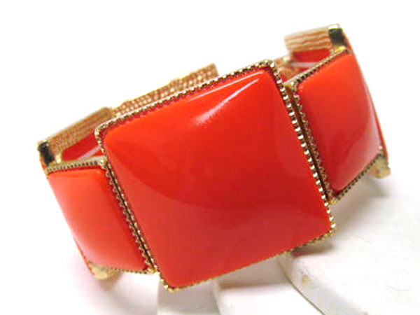 Metal square patern and acryl fashion stretch bracelet