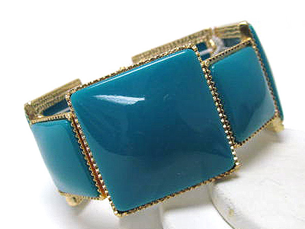 Metal square patern and acryl fashion stretch bracelet